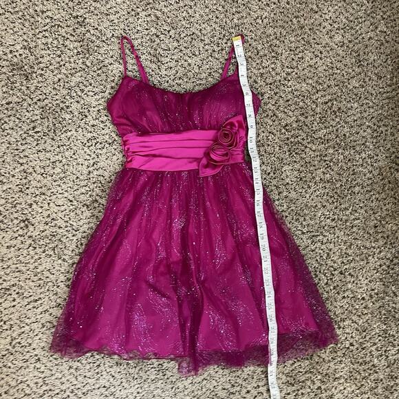 Vtg B. SMART Pink Babydoll Mini HOCO Dress Flower Glitter Mesh Fairy Y2K Sz 3 - Picture 9 of 9